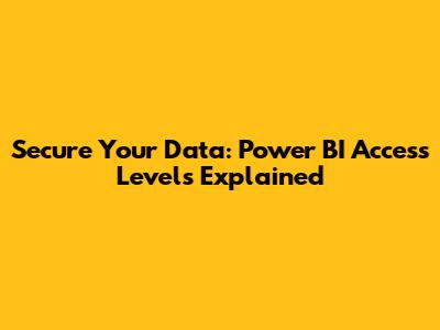 Secure Your Data: Power BI Access Levels Explained