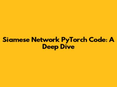 Siamese Network PyTorch Code: A Deep Dive