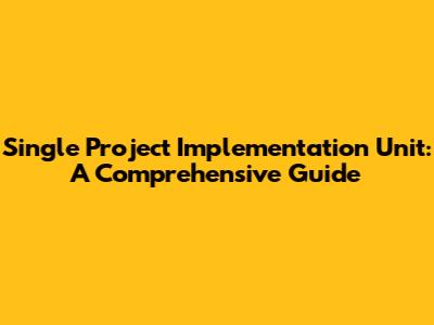 Single Project Implementation Unit: A Comprehensive Guide