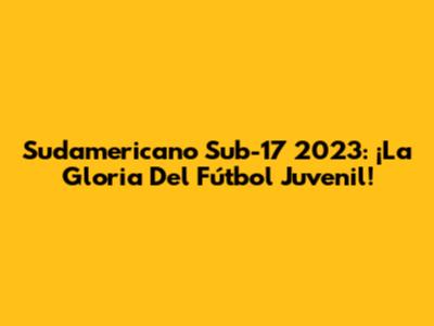 Sudamericano Sub-17 2023: ¡La Gloria Del Fútbol Juvenil!