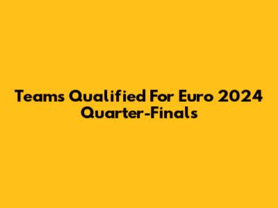 Teams Qualified For Euro 2024 Quarter-Finals