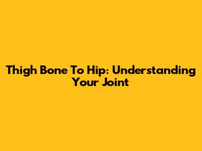 Thigh Bone To Hip: Understanding Your Joint