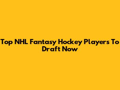 Top NHL Fantasy Hockey Players To Draft Now