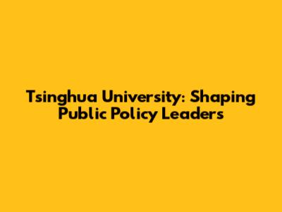 Tsinghua University: Shaping Public Policy Leaders