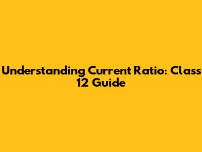 Understanding Current Ratio: Class 12 Guide