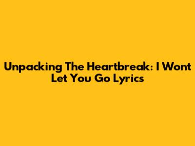 Unpacking The Heartbreak: 'I Won't Let You Go' Lyrics