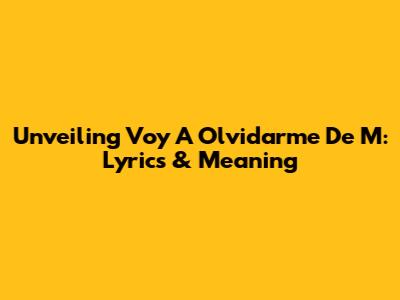 Unveiling "Voy A Olvidarme De M": Lyrics & Meaning