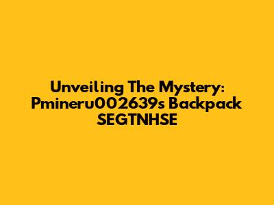 Unveiling The Mystery: Pmineru002639s Backpack SEGTNHSE