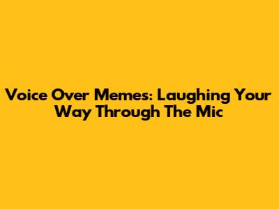 Voice Over Memes: Laughing Your Way Through The Mic