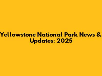Yellowstone National Park News & Updates: 2025