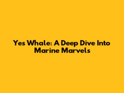 Yes Whale: A Deep Dive Into Marine Marvels